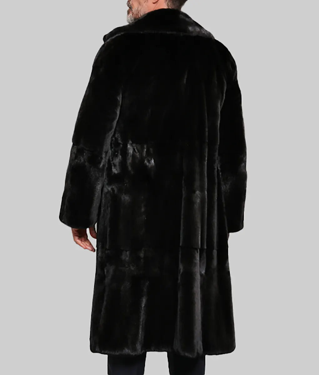 Arthur Men Black Mink Fur Coat With English Collar - Men Black Mink Fur Coat With English Collar-2
