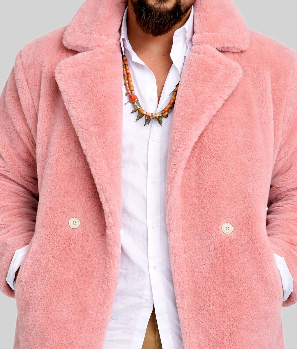 Jason Men's Pink Faux Fur Coat