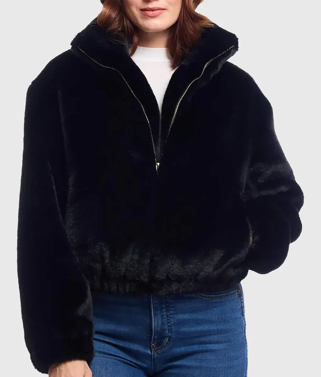 Black Faux Fur Coat