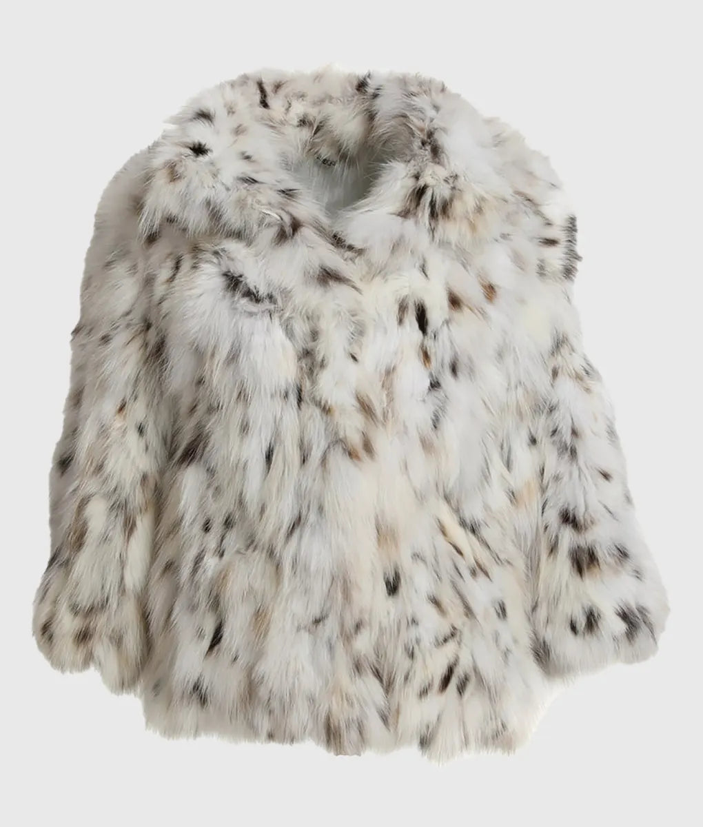 Ami Women White Lynx Fur Jacket