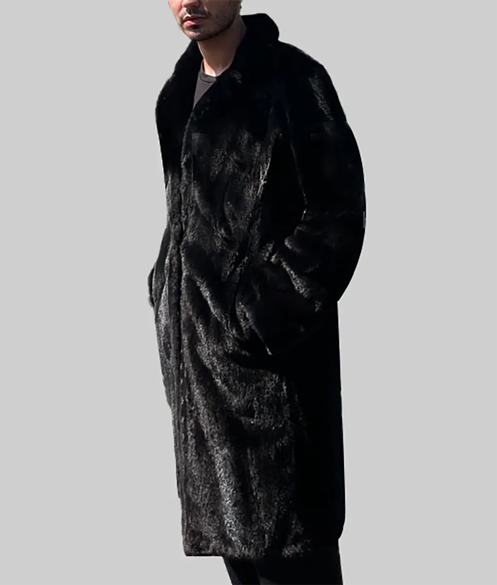 Arches Men Black Mink Fur Coat - Men Black Mink Fur Coat-2