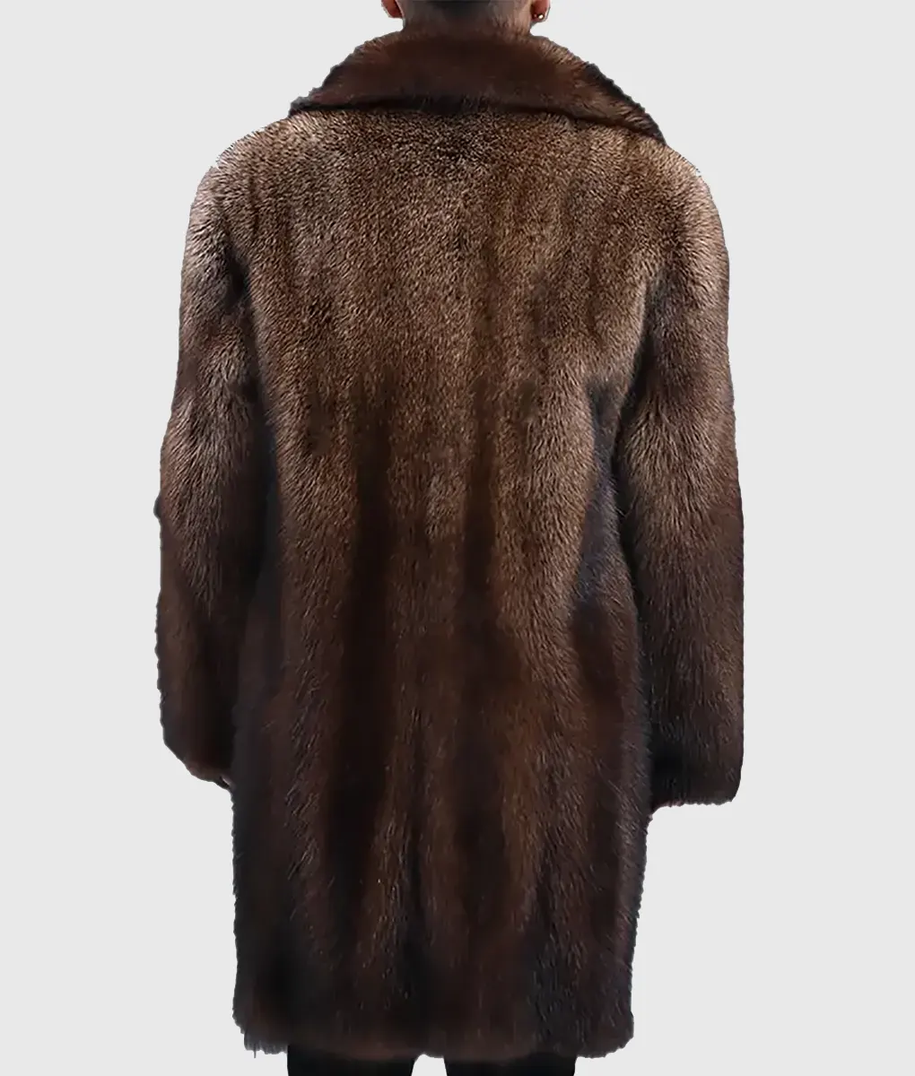 Arnold Men Brown Faux Fur Coat