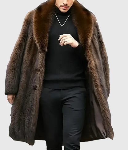 Arnold Men Brown Faux Fur Coat