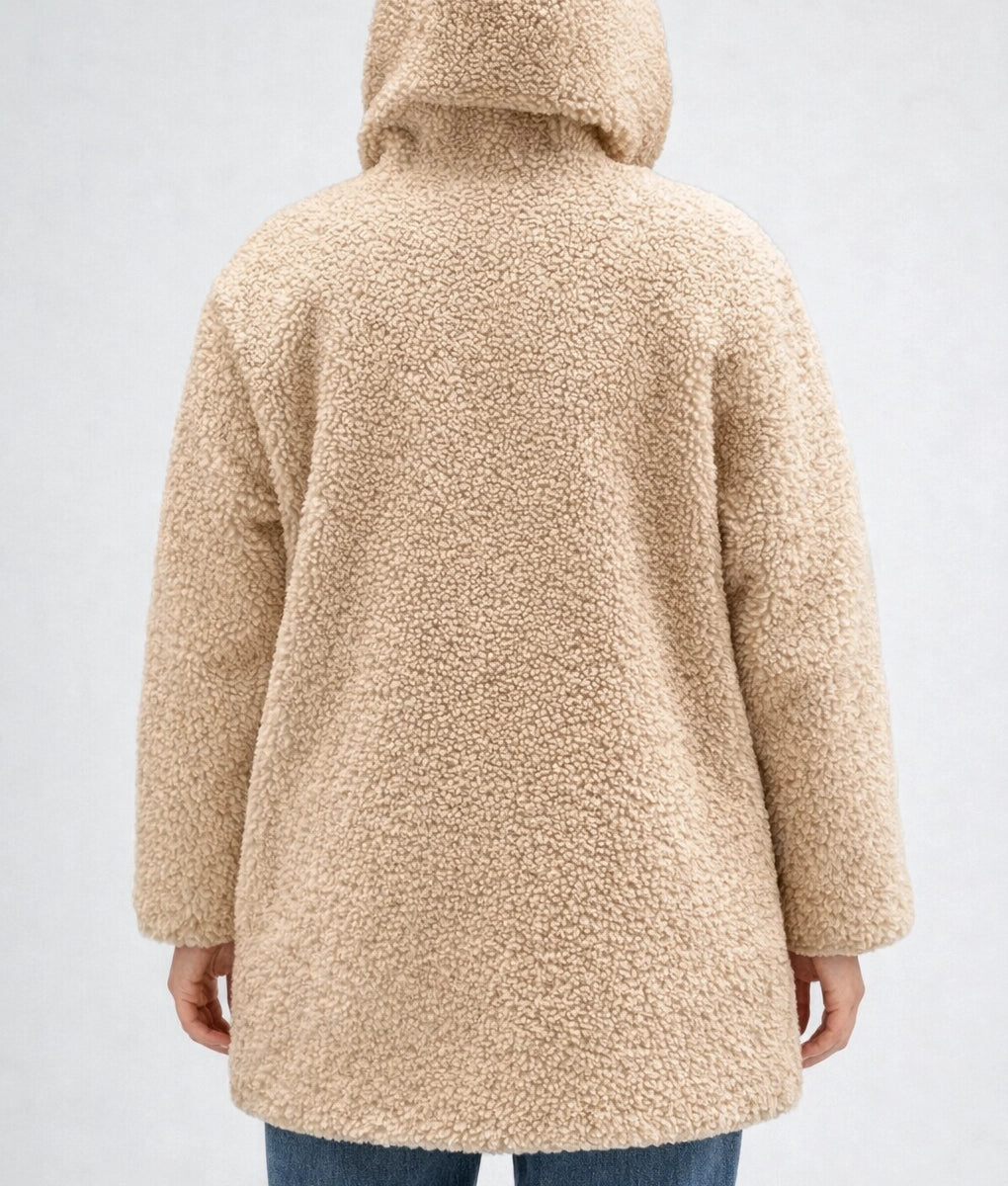 Camilla Women's Off White Oversized Faux Fur Shearling Coat