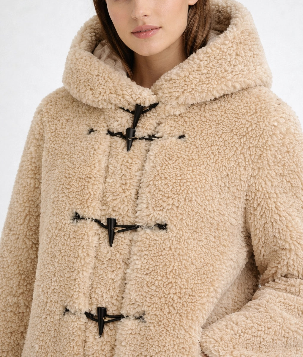 Camilla Women's Off White Oversized Faux Fur Shearling Coat