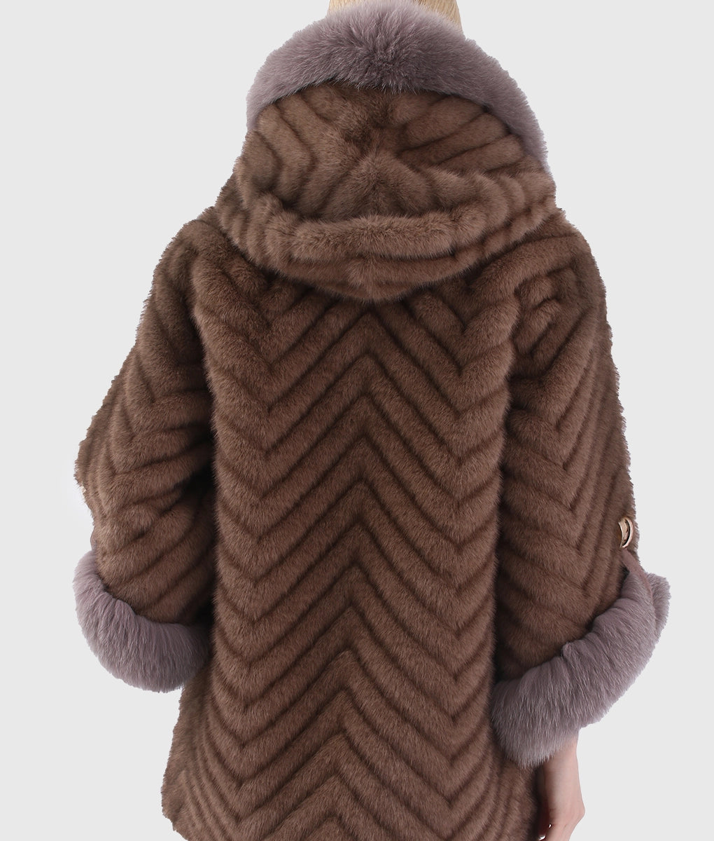 Degi Women Brown Long Fox Fur Coat-4