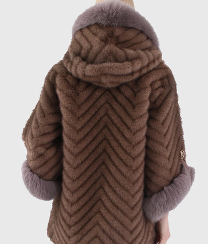 Degi Women Brown Long Fox Fur Coat-4