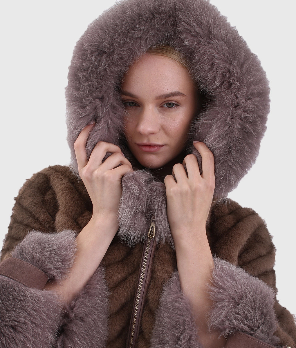 Degi Women Brown Long Fox Fur Coat-5