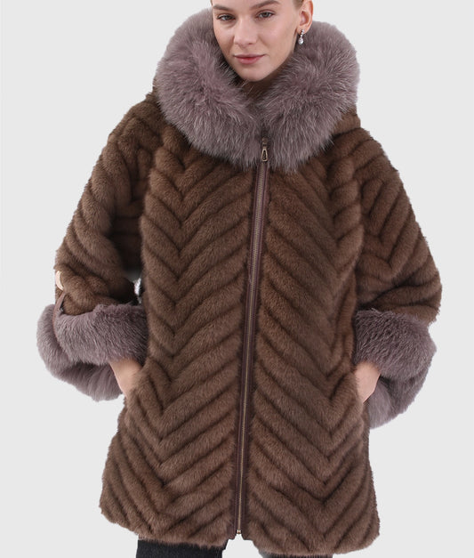 Degi Women Brown Long Fox Fur Coat-1