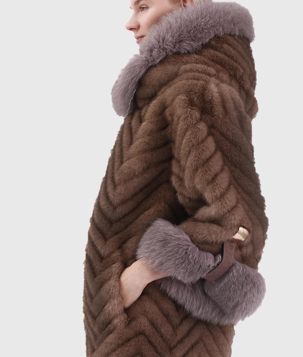 Degi Women Brown Long Fox Fur Coat-2