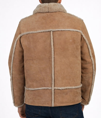 Draper Men's Brown Suede Faux Fur Shearling Jacket | Men's Brown Suede Faux Fur Shearling Jacket-3