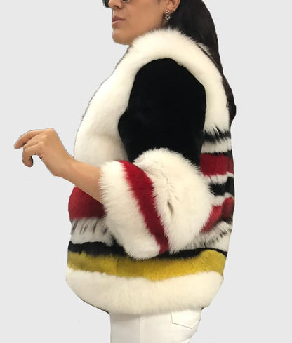 Een Women Multicolor Fox Fur Jacket