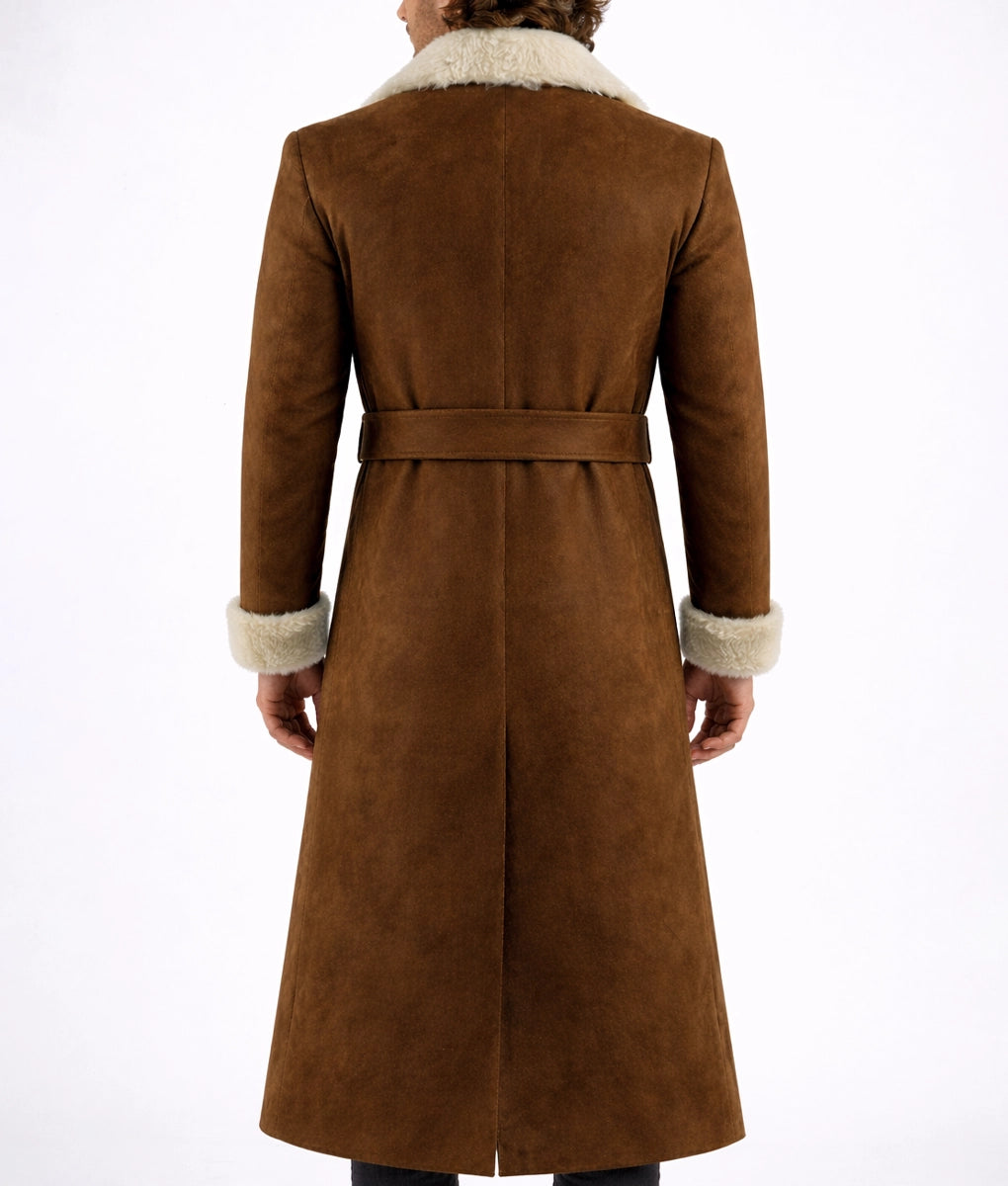 Emanual Men's Tan Faux Fur Shearling Suede Coat | Men's Tan Faux Fur Shearling Suede Coat-4