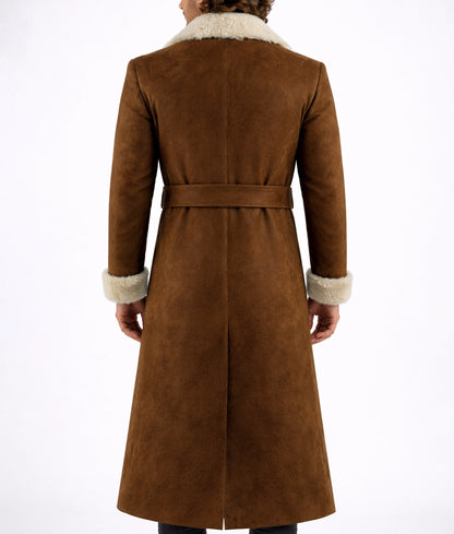 Emanual Men's Tan Faux Fur Shearling Suede Coat | Men's Tan Faux Fur Shearling Suede Coat-4