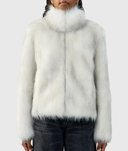 Feoni Women White Faux Fur Coat