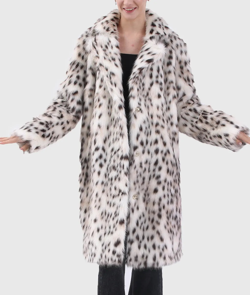 Helena Women Black & White Lynx Fur Coat