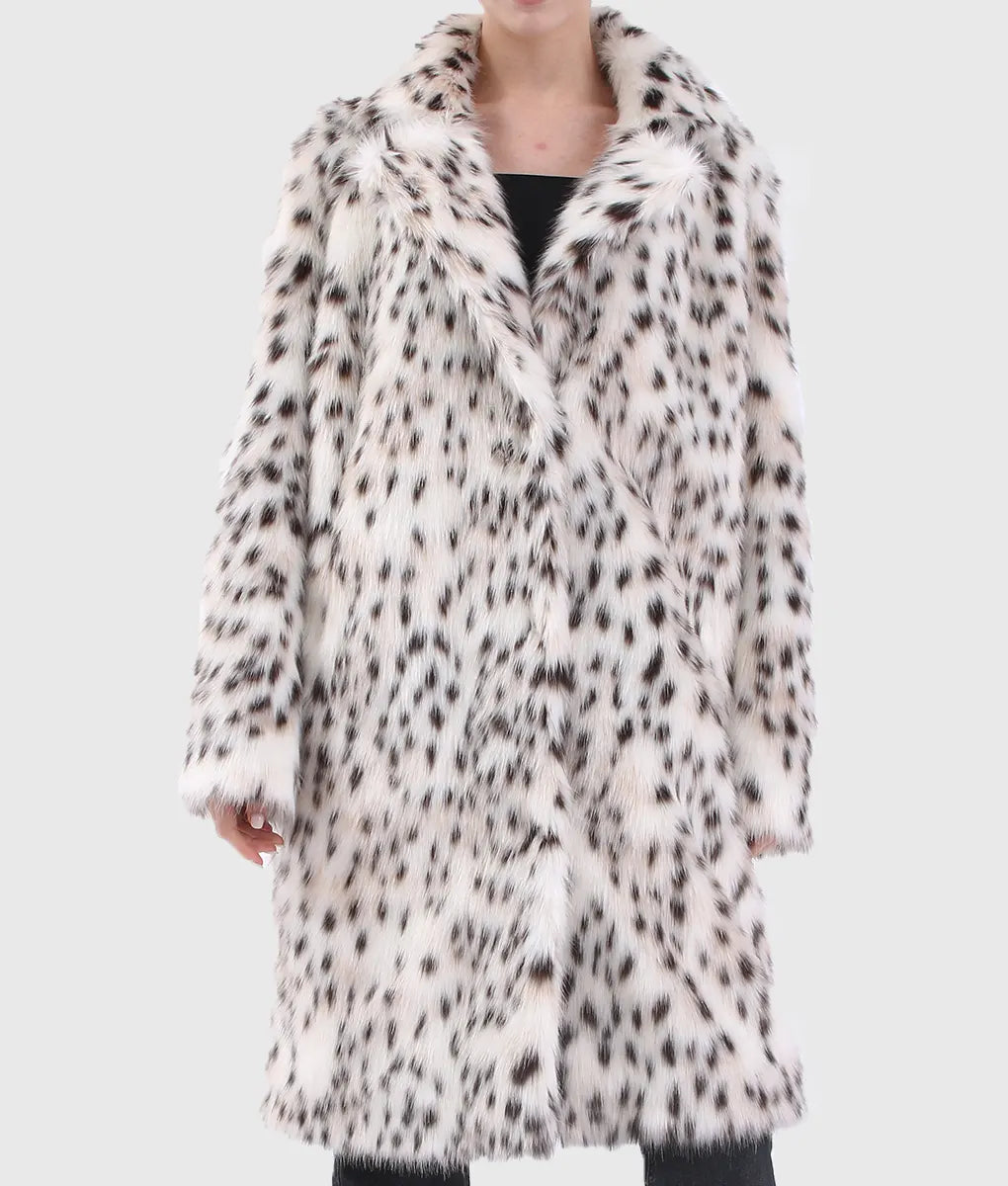 Helena Women Black & White Lynx Fur Coat