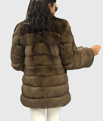 Jackson Women Brown Fox Fur Coat-1