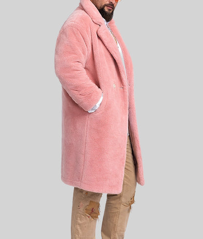 Jason Men's Pink Faux Fur Coat