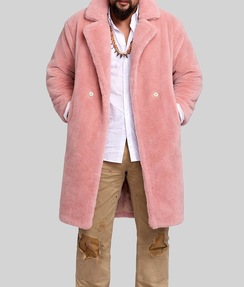 Jason Men's Pink Faux Fur Coat