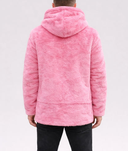 Jason Men's Pink Faux Fur Zipper Jacket