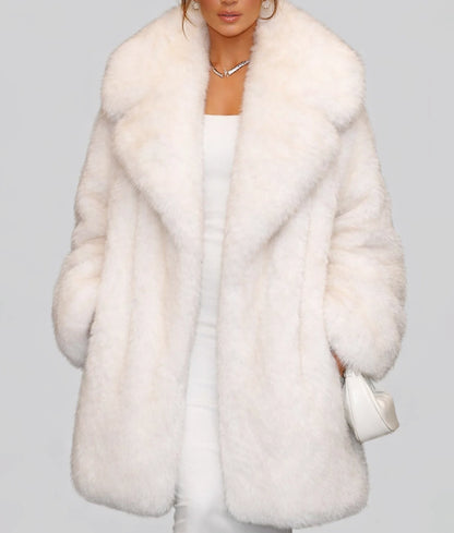 Jenna Women's White Oversized Faux Fur Coat