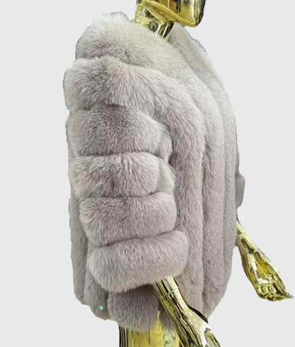 Jereome Women Grey Fox Fur Coat