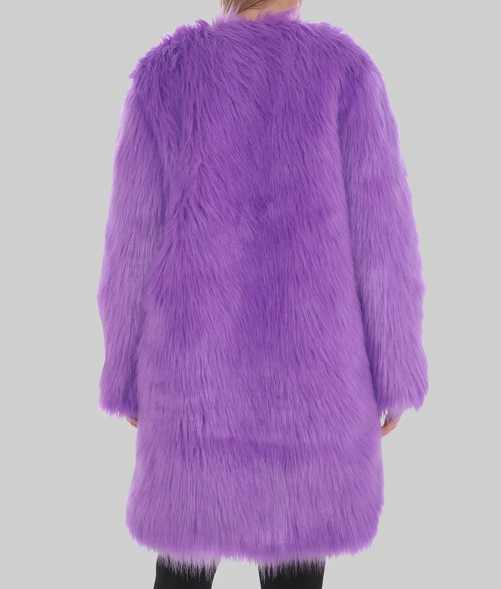 June Women's Lavender Haze Faux Fur Coat - Women's Lavender Haze Faux Fur Coat-1