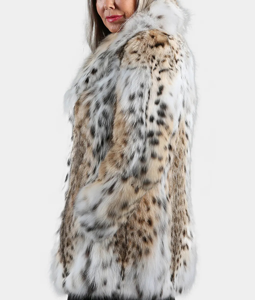 Katliene Women White Cat Lynx Fur Jacket