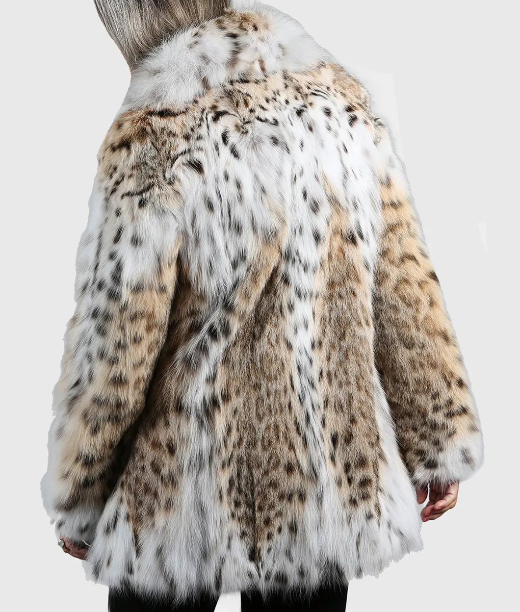 Katliene Women White Cat Lynx Fur Jacket