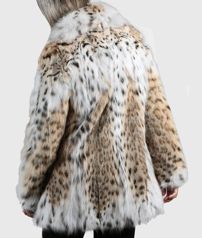 Katliene Women White Cat Lynx Fur Jacket