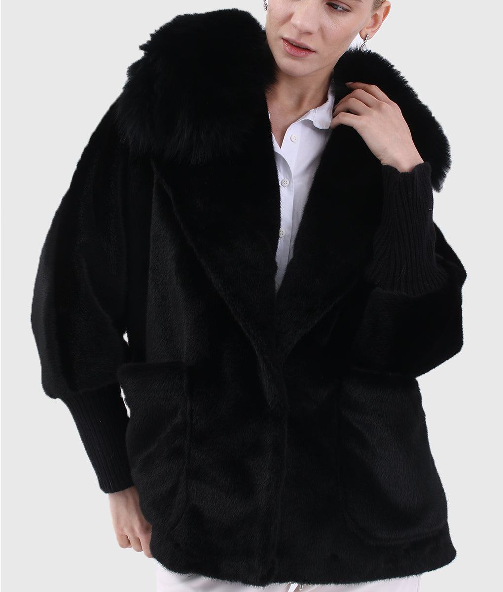 Leins Women Black Mink Fur Jacket-6