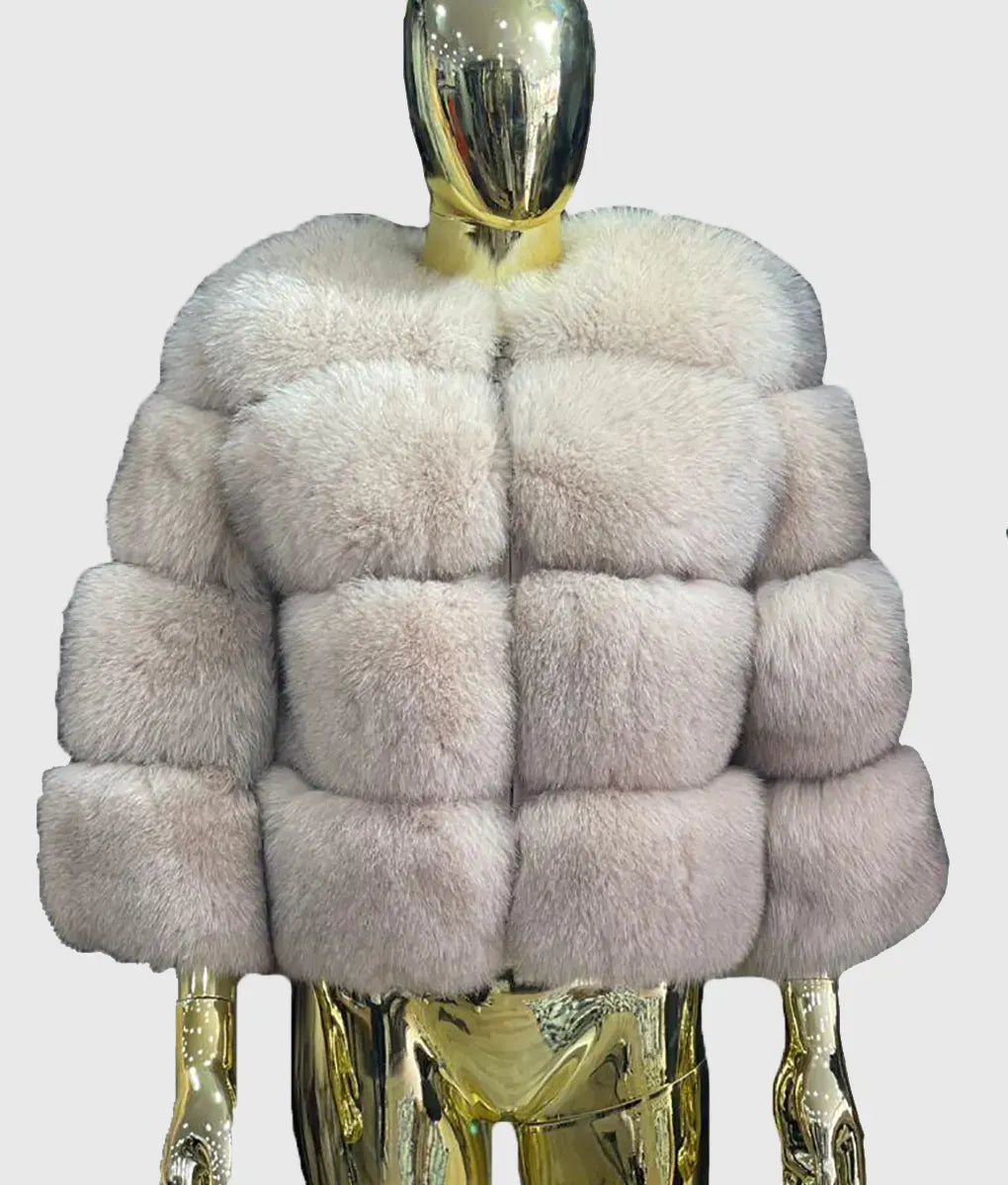 Lenny Women White Fox Fur Coat