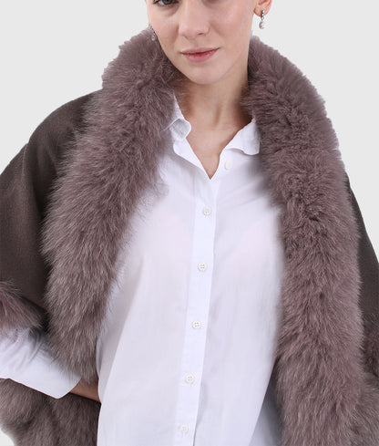 Lorry Women Brown Cashmere Coat With Mink Fur Collar