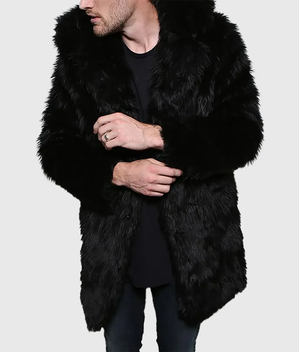 Michael Men Black Faux Fur Coat