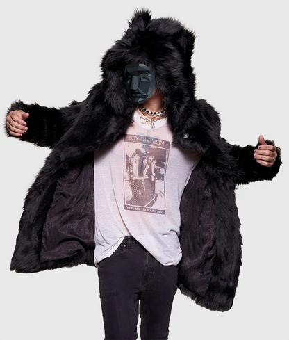 Michael Men Black Faux Fur Coat