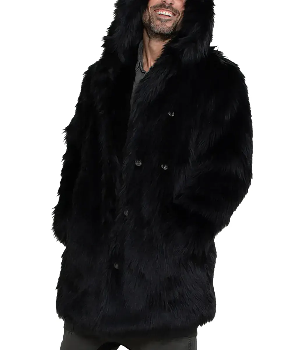 Michael Men Black Faux Fur Coat