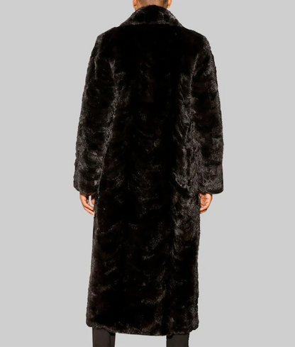 Misty Men Brown Full Length Mink Fur Coat - Men Brown Long Mink Fur Coat-2