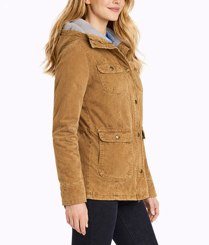 Monica Women's Denim Faux Fur Trim Collar Jacket | Women's Denim Faux Fur Trim Collar Jacket-2