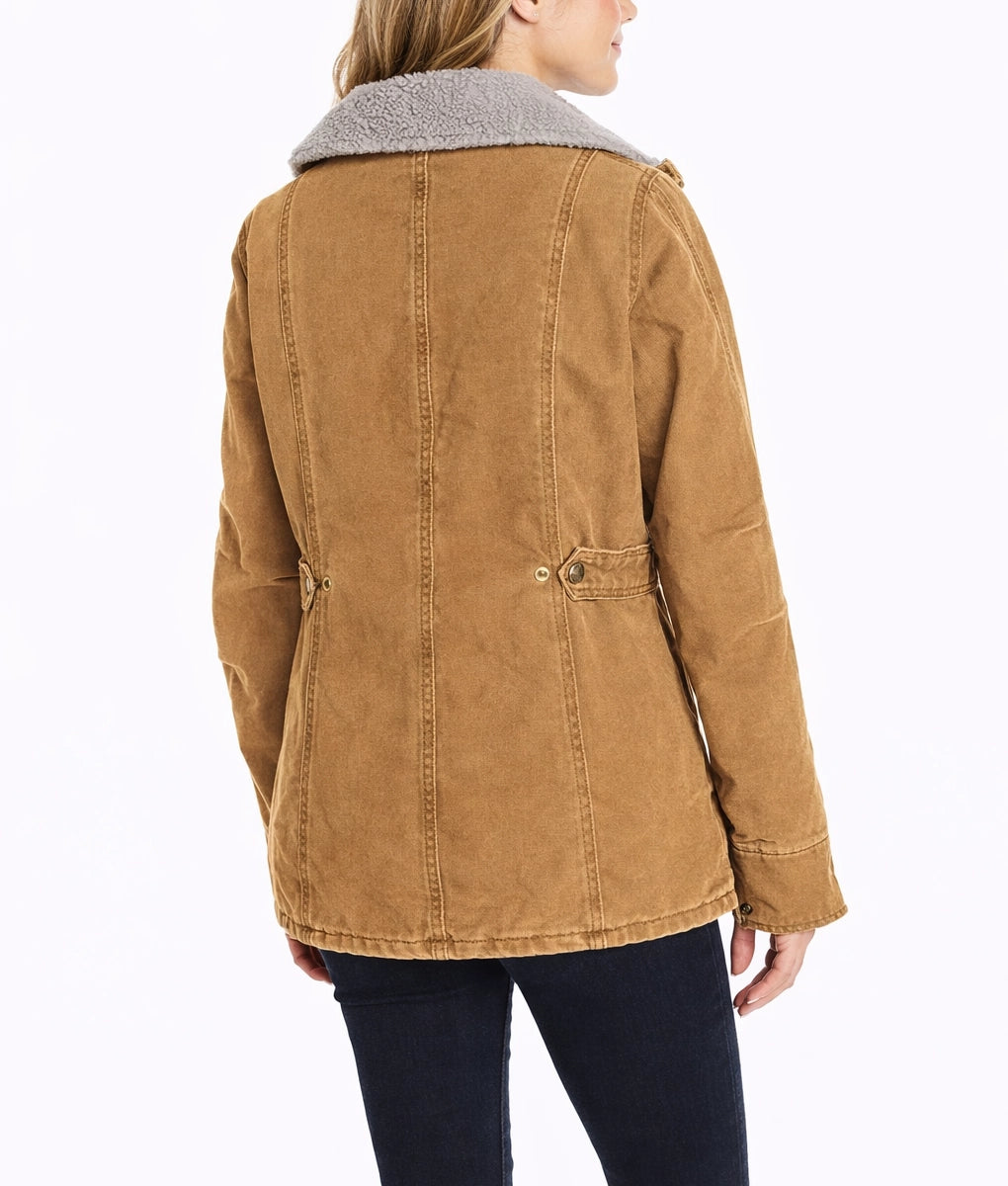 Monica Women's Denim Faux Fur Trim Collar Jacket | Women's Denim Faux Fur Trim Collar Jacket-3