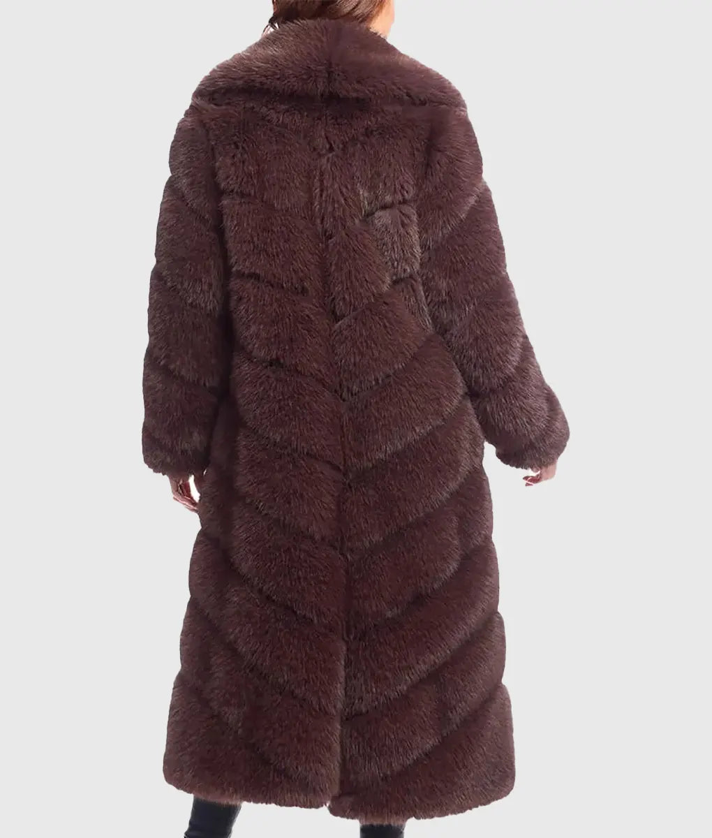 Olli Women Brown Full-Length Faux Fur Coat