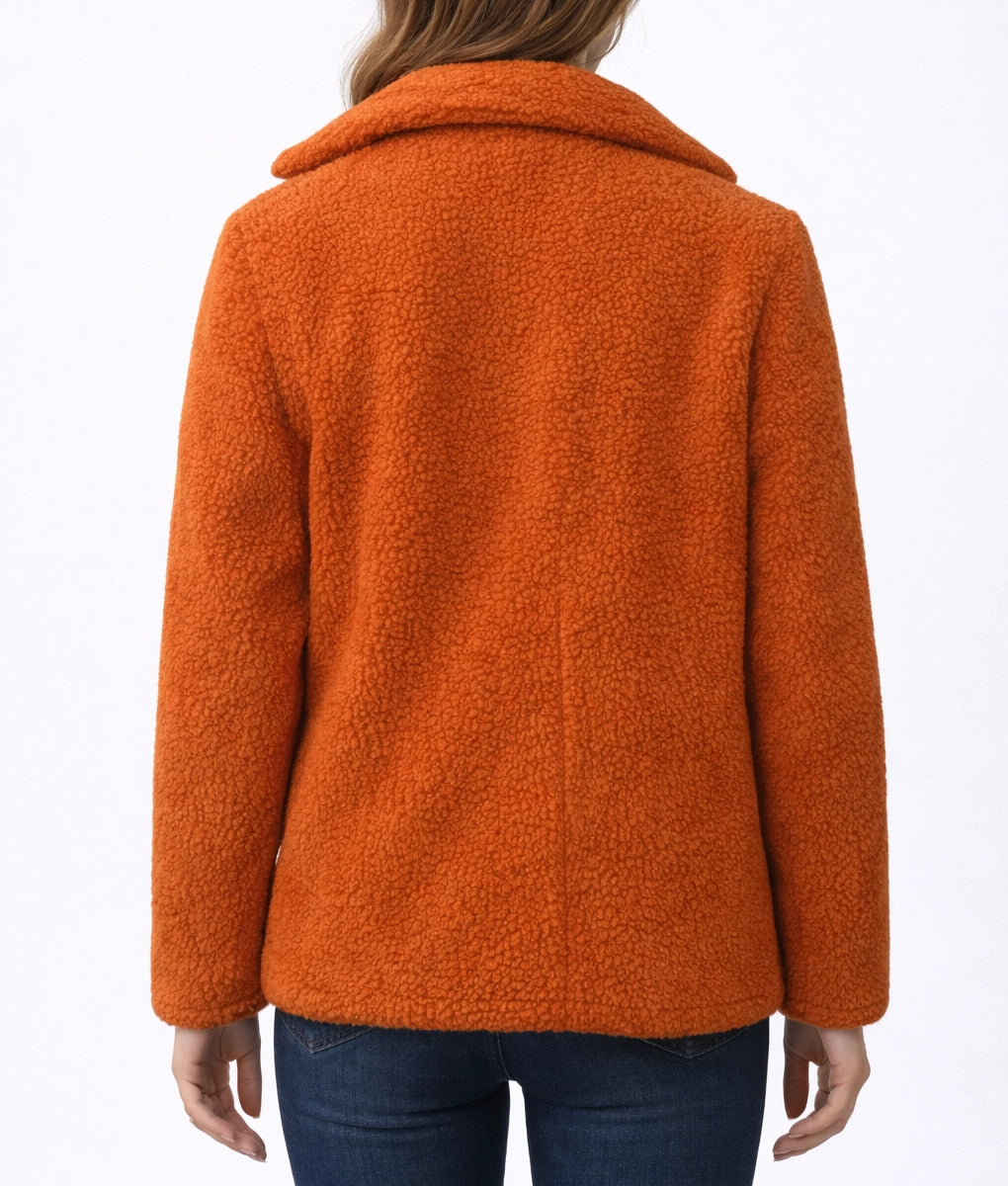 Rita Women's Orange Faux Fur Shearling Buttoned Jacket