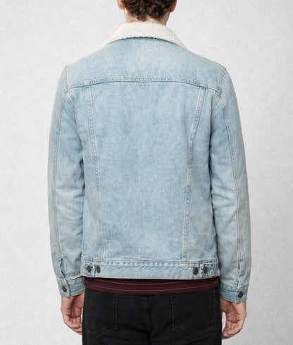 Robin Men's Blue Trucker Faux Fur Shearling Denim Jacket | Men's Blue Trucker Faux Fur Shearling Denim Jacket-3