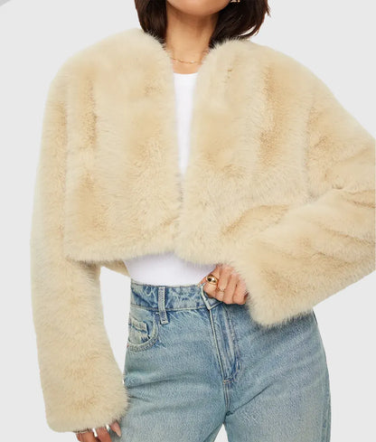 Siena Women White Faux Fur Jacket