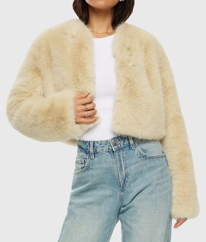 Siena Women White Faux Fur Jacket