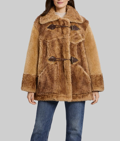 Simon Women's Brown Faux Fur Coat | Women's Brown Faux Fur Coat-2