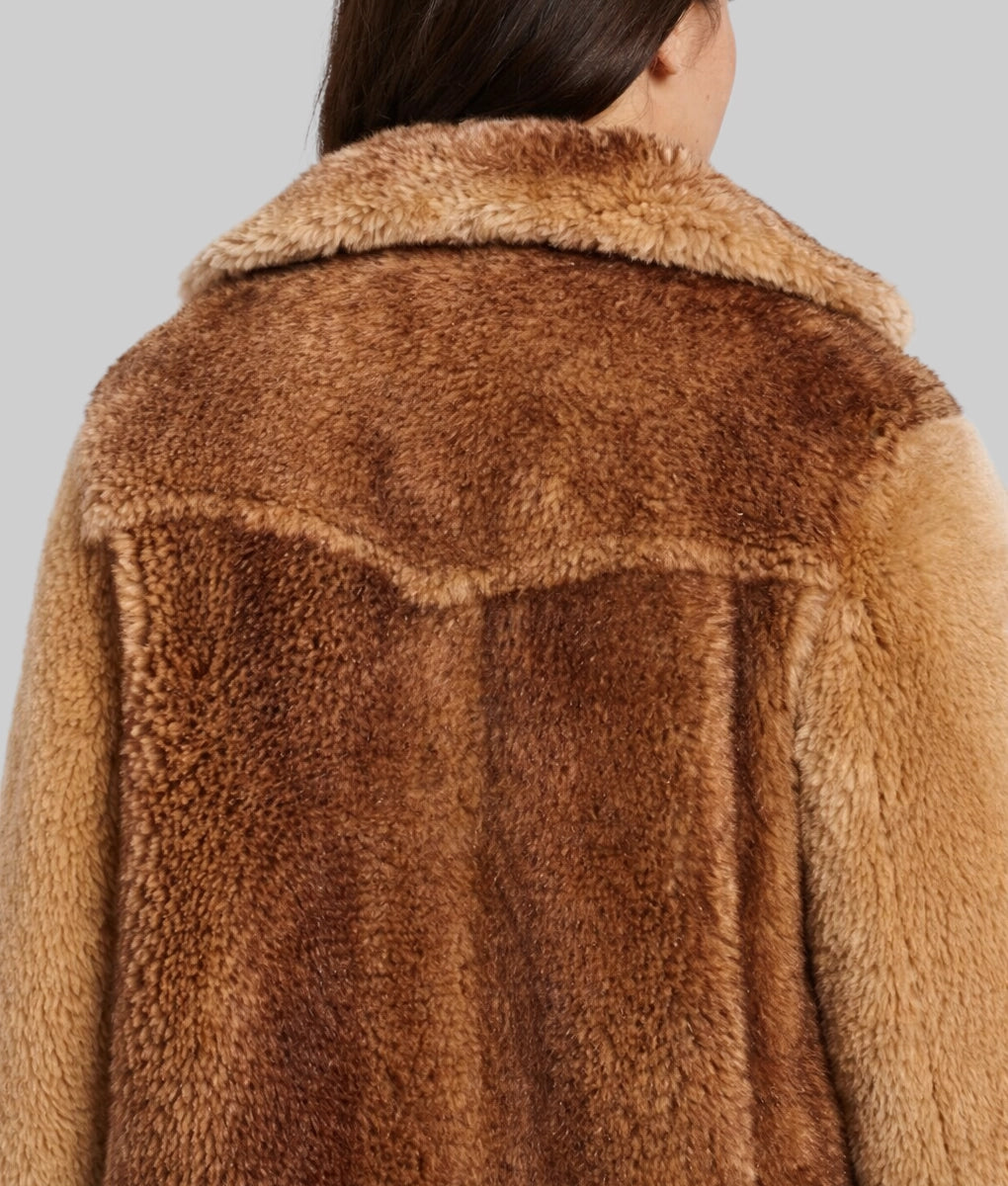 Simon Women's Brown Faux Fur Coat | Women's Brown Faux Fur Coat-5