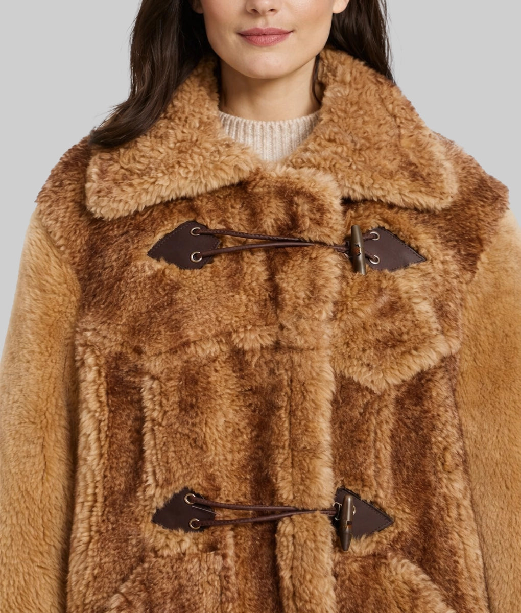Simon Women's Brown Faux Fur Coat | Women's Brown Faux Fur Coat-1