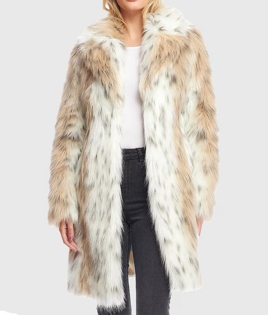 Slayers Women White Lynx Faux Fur Coat