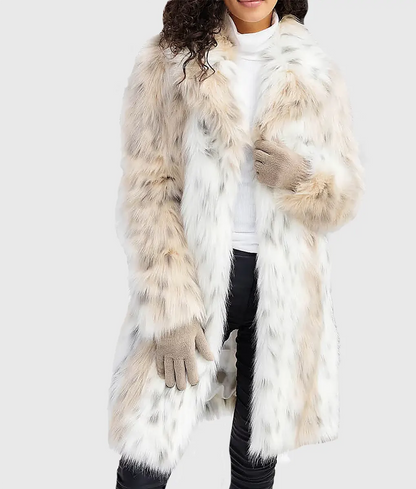 Slayers Women White Lynx Faux Fur Coat